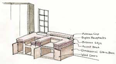 Axonemetric Sketch of outdoor counter