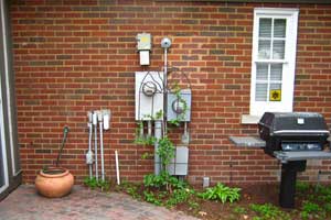 Existing barbeque grill, electrical and water faucet